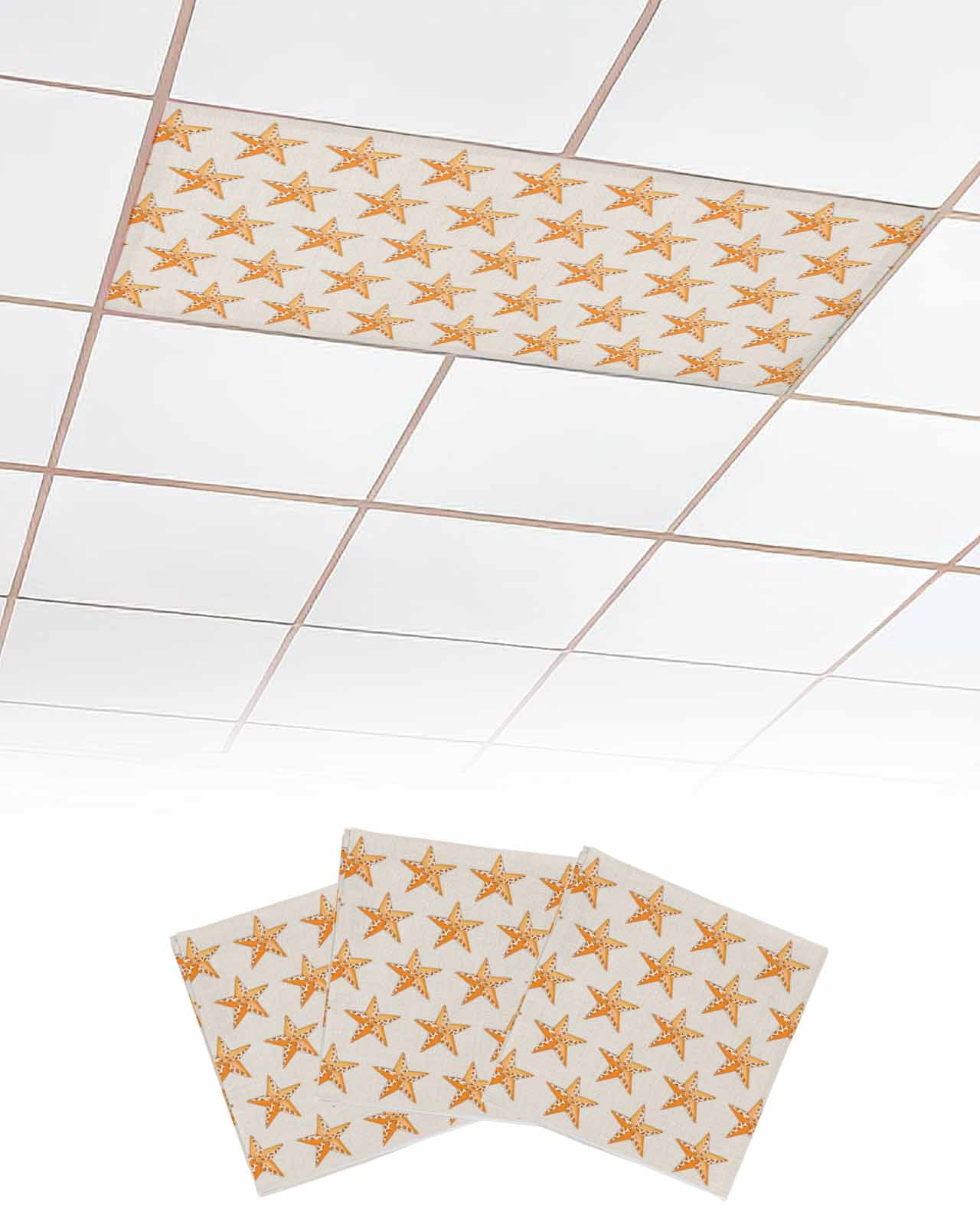 Fluorescent Light Covers for Ceiling Lights 3 Pack, Orange Country Star