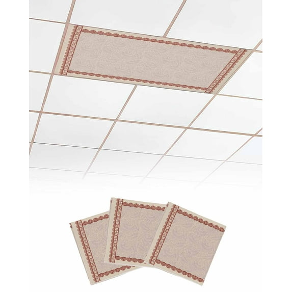 Fluorescent Light Covers for Ceiling Lights 3 Pack, Vintage Red Magnetic Ceiling Light Covers 2x4ft for Classroom Office School, Boho Farmhouse Spring Summer Botanical Drop Ceiling Light Shade