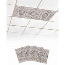 Fluorescent Light Covers for Ceiling Lights 4 Pack, Blue Boho Vintage Magnetic Ceiling Light Covers 2x4ft for Classroom Office School, Southwestern Ethnic Mexican Flowers Drop Ceiling Light Shade