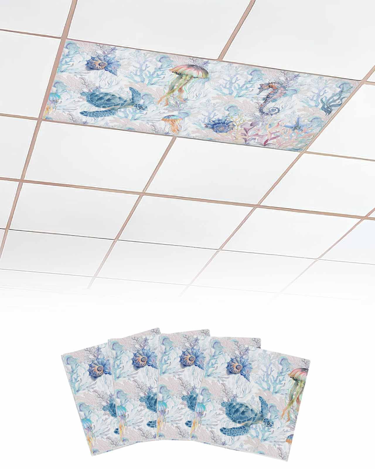 GlareShade Fluorescent Light Covers - 5-Pack Sky Blue Cloud Magnetic Filters For 2'x4' Fixtures