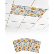 Fluorescent Light Covers for Ceiling Lights 4 Pack, Blue Orange Fall Magnetic Ceiling Light Covers 2x4ft for Classroom Office School, Thanksgiving Maple Leaf Rustic Overhead Drop Ceiling Light Shade