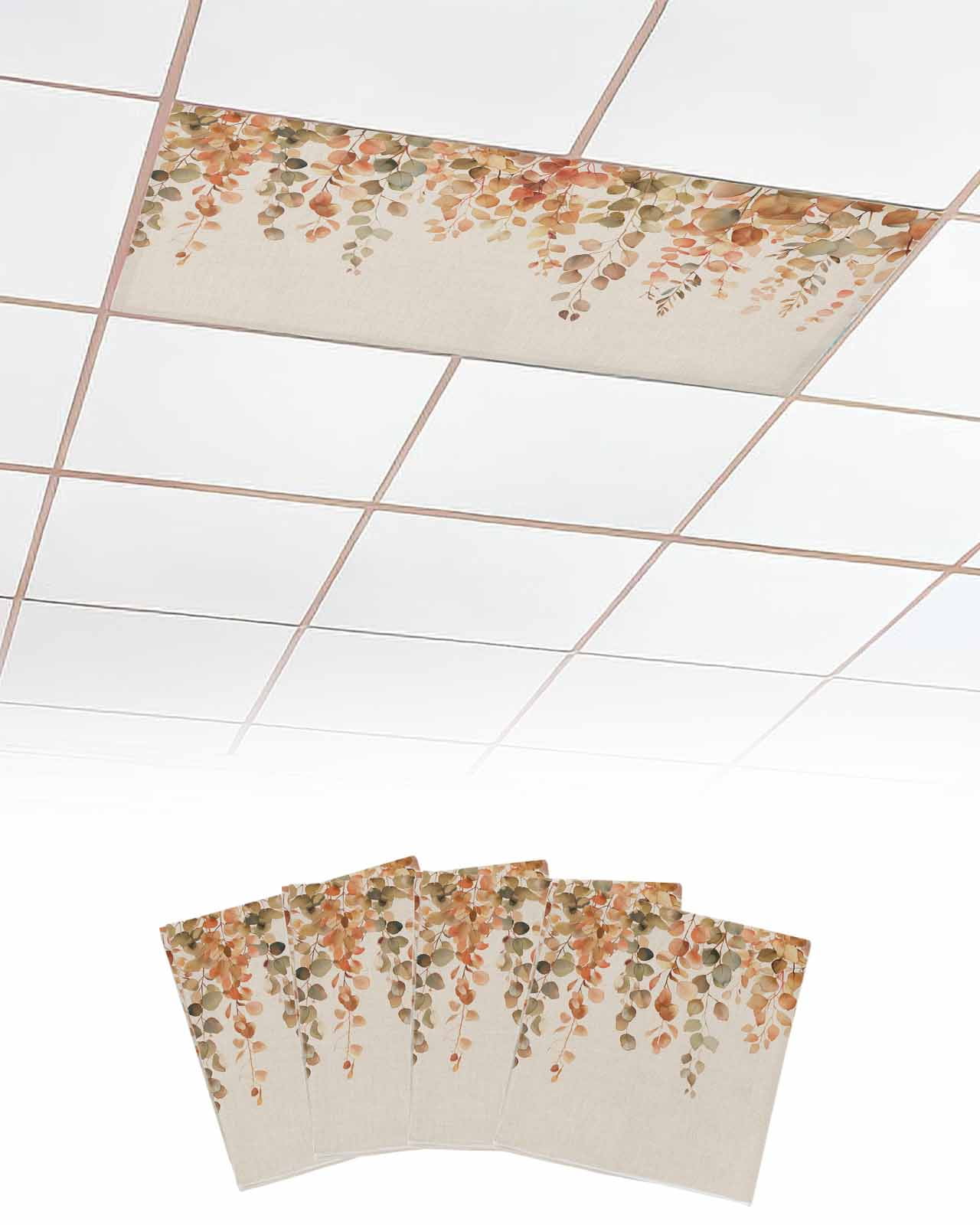 Fluorescent light covers for ceiling lights 4 pack blue teal botanical