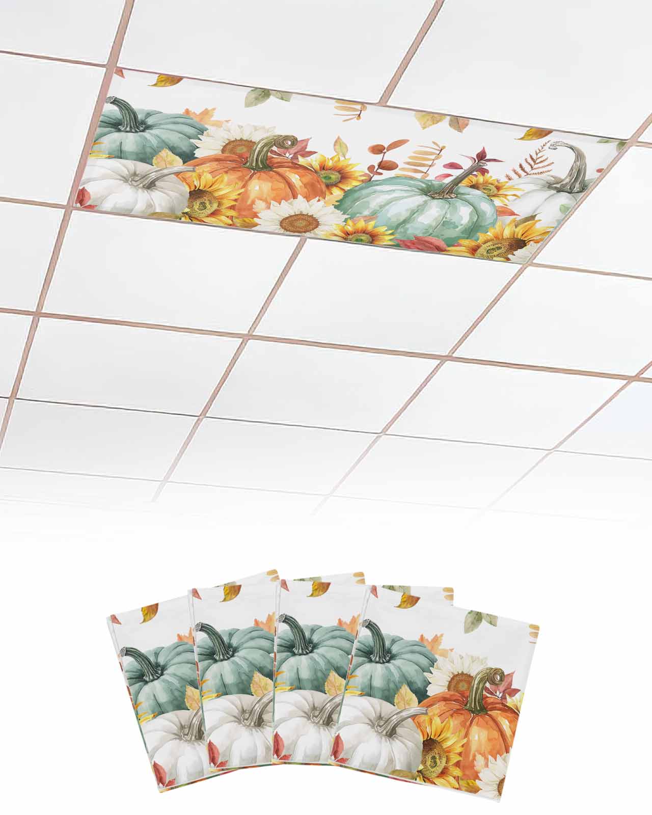 Fluorescent Light Covers for Ceiling Lights 4 Pack, Sage Green Orange ...