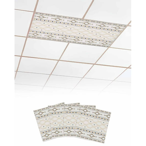 Fluorescent Light Covers for Ceiling Lights 4 Pack, Yellow Black Geometric Magnetic Ceiling Light Covers 2x4ft for Classroom Office School, Boho Modern Abstract Art Overhead Drop Ceiling Light Shade