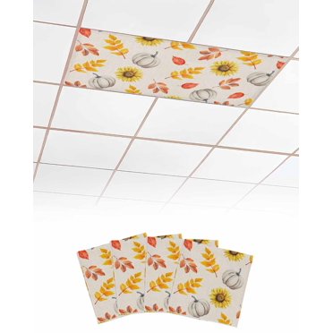 Magnetic Fluorescent Light Covers (4 Pack) - 47x23.6 Inch Fabric Covers With Flowers & Butterflies For Ceiling Lights