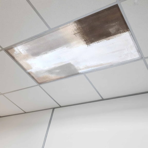 Fluorescent Light Covers for Ceiling Lights Classroom, Abstract Brown White Checkered Magnetic Ceiling Light Cover Filter for School,Office, 2X4 FT, Pack of 1, Modern Watercolor Art