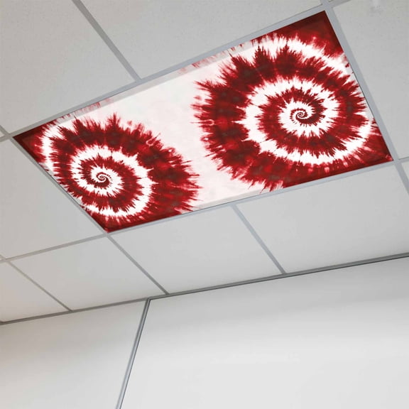 Fluorescent Light Covers for Ceiling Lights Classroom, Abstract Explosion Tie Dye Magnetic Ceiling Light Cover Filter for School,Office, 2X4 FT, Pack of 1, Red White