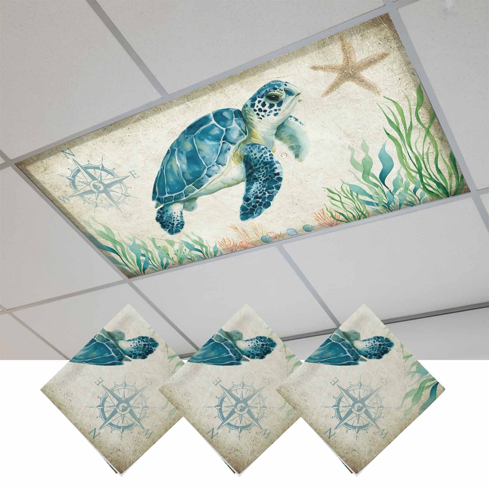 Tur Cover Fluorescent Light Covers for Ceiling Lights Classroom, Beach Coastal ...