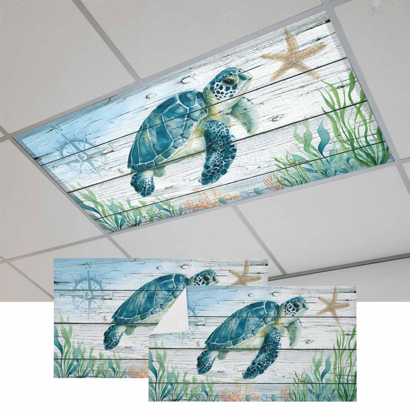 Tur Cover Fluorescent Light Covers for Ceiling Lights Classroom, Blue Coastal ...