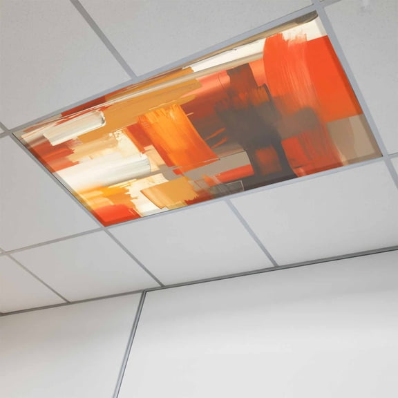 Fluorescent Light Covers for Ceiling Lights Classroom, Brunt Orange Paint Texture Magnetic Ceiling Light Cover Filter for School,Office, 2X4 FT, Pack of 1, Abstract Graffiti Modern Art