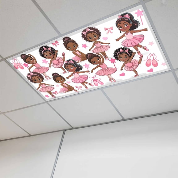 Fluorescent Light Covers for Ceiling Lights Classroom, Pink Bow Ballet Cute Girl Magnetic Ceiling Light Cover Filter for School,Office, 2X4 FT, Pack of 1, Ballerina Dancer