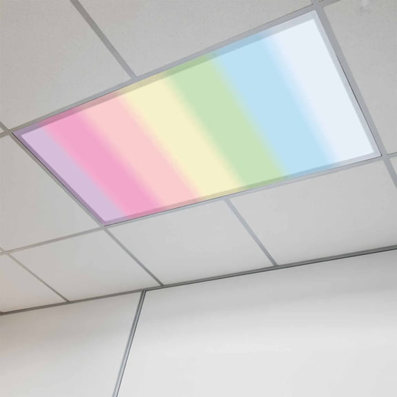 Fluorescent Light Covers for Ceiling Lights Classroom, Rainbow Minimalnist Stripe Magnetic Ceiling Light Cover Filter for School,Office, 2X4 FT, Pack of 1, Candy Texture