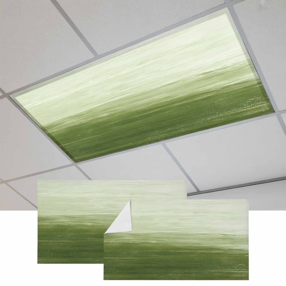 Fluorescent Light Covers for Ceiling Lights Classroom, Sage Green White Brush Stroke Textured Magnetic Ceiling Light Cover Filter for School,Office, 2X4 FT, Pack of 2, Abstract Modern