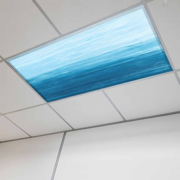 Fluorescent Light Covers for Ceiling Lights Classroom, Sky Blue White Brush Stroke Textured Magnetic Ceiling Light Cover Filter for School,Office, 2X4 FT, Pack of 1, Abstract Modern