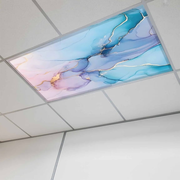 Fluorescent Light Covers for Ceiling Lights Classroom, Turquoise Abstract Marble Texture Magnetic Ceiling Light Cover Filter for School,Office, 2X4 FT, Pack of 1, Modern Pink Gradient