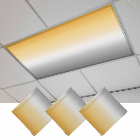 Fluorescent Light Covers for Ceiling Lights Classroom, Yellow Gray Gradient Magnetic Ceiling Light Cover Filter for School,Office, 2X4 FT, Pack of 3, Abstract Watercolor
