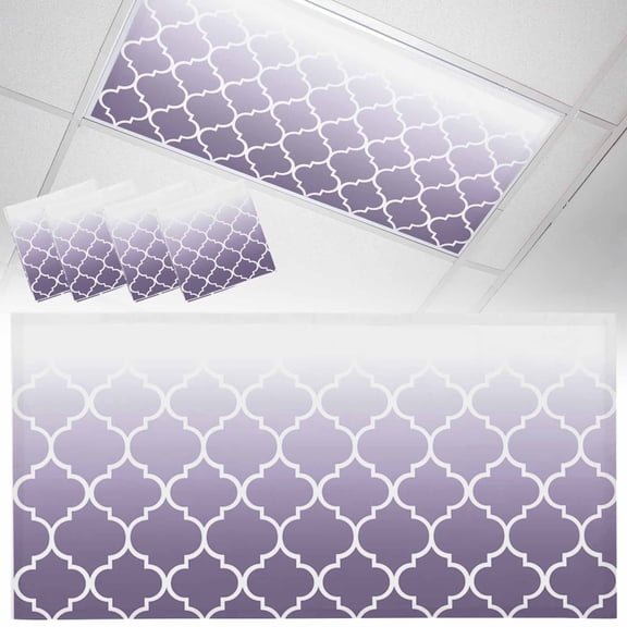 Fluorescent Light Covers for Ceiling Lights Purple Ombre Gradual Color Magnetic Light Filters 4 Pack 4x2 ft Morocco Pattern Ceiling Light Cover for Classroom Office School Drop Lamp Decor