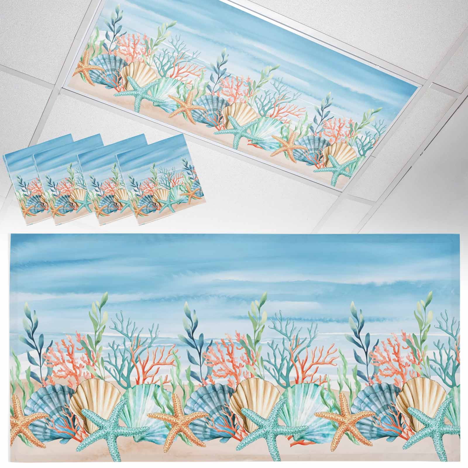 Fluorescent Light Covers for Ceiling Lights Shell Starfish Magnetic ...