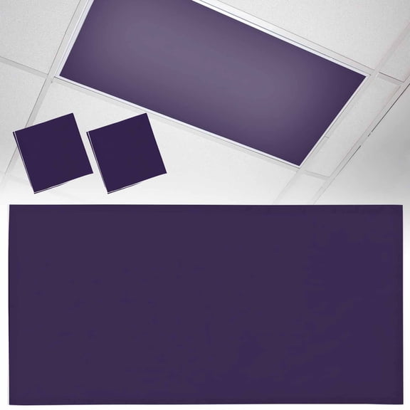 Fluorescent Light Covers for Ceiling Lights Solid Color Magnetic Light Filters 2 Pack 4x2 ft Dark Purple Ceiling Light Cover for Classroom Office School Drop Lamp Decor