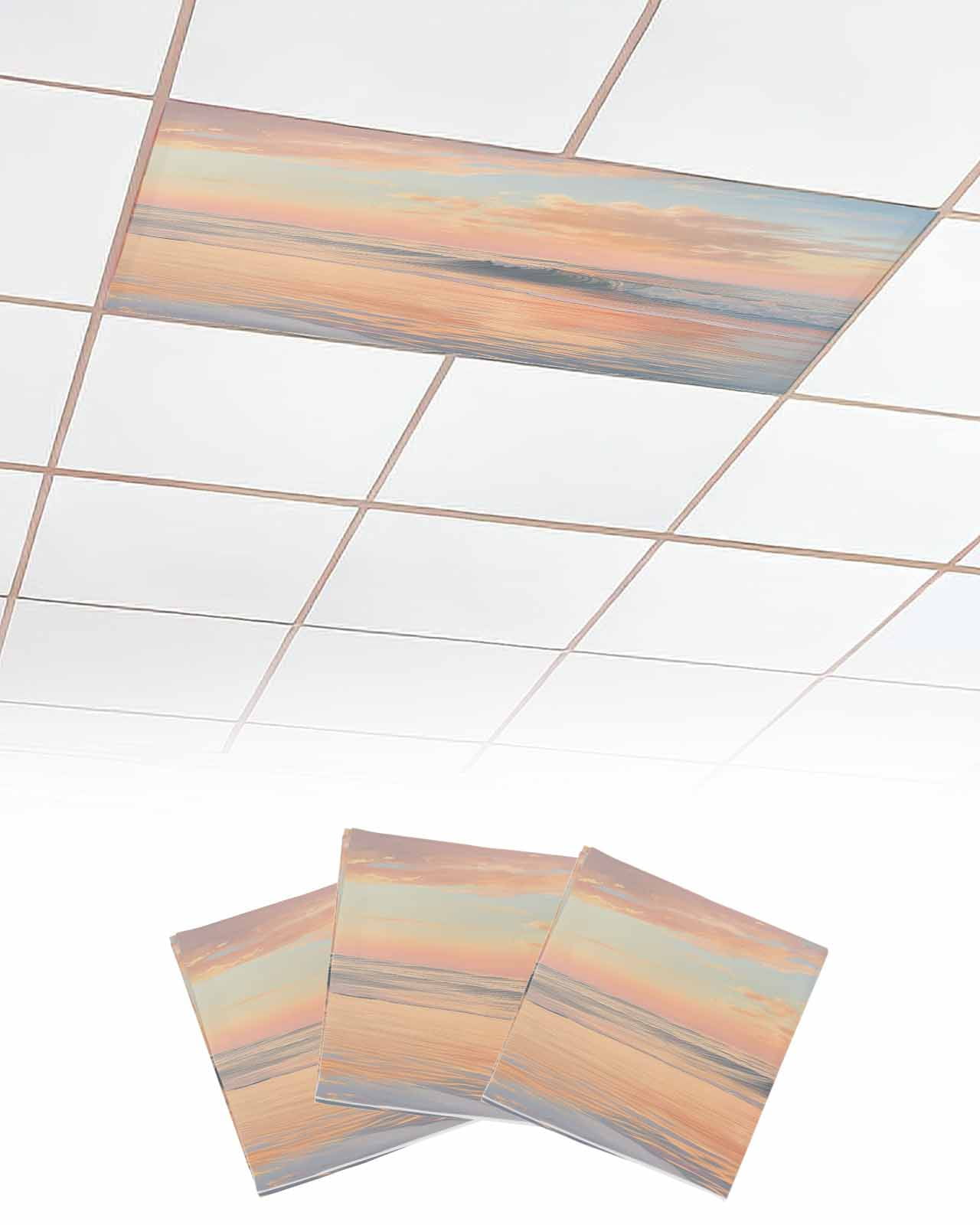 Fluorescent Light Covers For Ceiling Lights Magnetic 3PCS Cloud Light Filter for Classroom Office Hospital Decorations 2ft x 4ft Pink