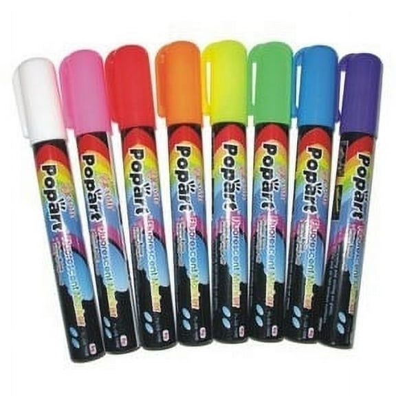 Fluorescent Liquid Chalk Markers Small Bullet Tip Set of 8, Great for Parties, Arts & Crafts, Advertising, Business Sign (Menu, Sign, Display, Marketing)