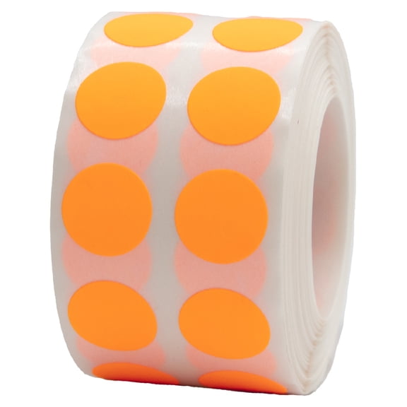 Fluorescent Orange Circle Dot Stickers | 0.5" Inch Round | 1,000 Pack