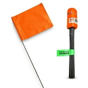 Fluorescent Orange Marking Flags - 4x5-Inch Flag - 15-Inch Wire - 50 Pack