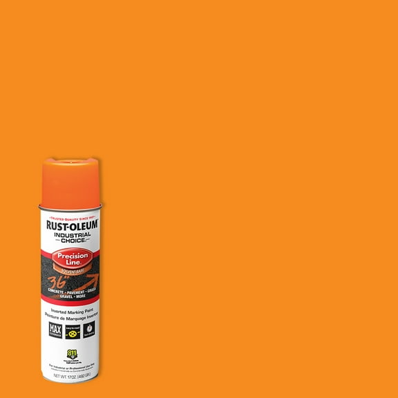 12 Pack, Fluorescent Orange, Rust-Oleum Precision Line Marking Flat Spray Paint- 17 oz