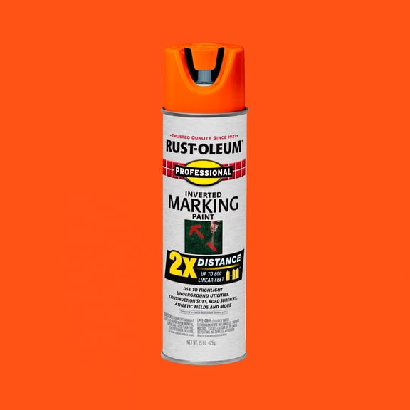 Fluorescent Orange, Rust-Oleum Professional 2X Inverted Marking Spray Paint, 266579- 15 oz