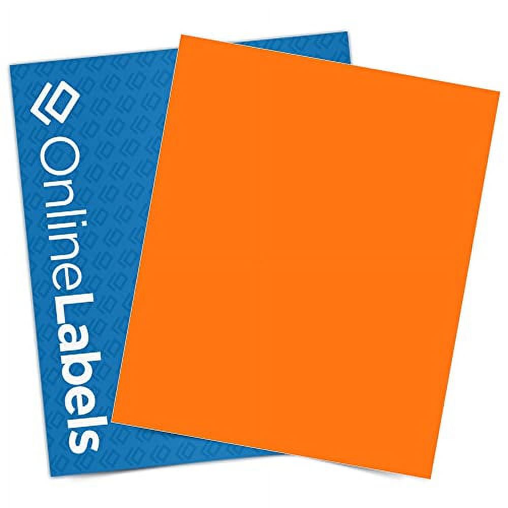 Fluorescent Orange Sticker Paper, 8.5 x 11 Full Sheet Label, 100 Sheets