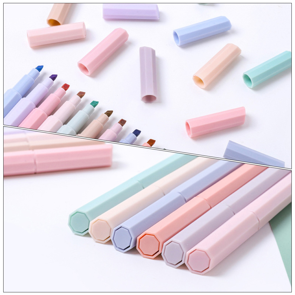 Fluorescent Pen 6Pcs Students Scrapbook Pens Words Underlining Pen Colorful Notes Highlighter