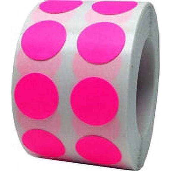 Fluorescent Pink Circle Dot Stickers | 0.5" Inch Round | 1,000 Pack