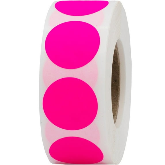 Fluorescent Pink Circle Dot Stickers | 0.75" Inch Round | 500 Pack