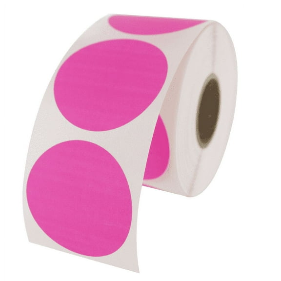 Fluorescent Pink Circle Stickers and Labels - 1.5"