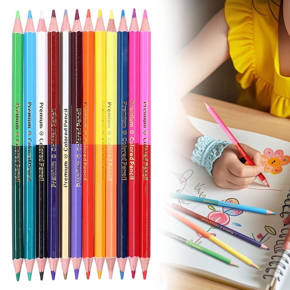 Fluorescent Professional Coloring Pencil,Erasable Colored Pencils,Double-Ended Erasable Pencils Pre-Sharpened Art Pencils for Drawing Checking Map Coloring Tests Grading(12Pcs)