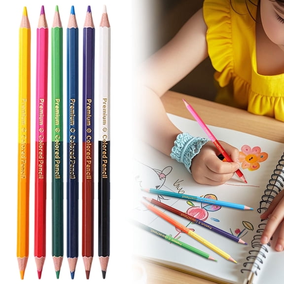 Fluorescent Professional Coloring Pencil,Erasable Colored Pencils,Double-Ended Erasable Pencils Pre-Sharpened Art Pencils for Drawing Checking Map Coloring Tests Grading(6Pcs)