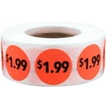 thumbnail image 1 of Fluorescent Red $1.99 Pricing Stickers | 0.75" Inch Round | 500 Pack, 1 of 19