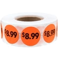 thumbnail image 1 of Fluorescent Red $8.99 Pricing Stickers | 0.75" Inch Round | 500 Pack, 1 of 19