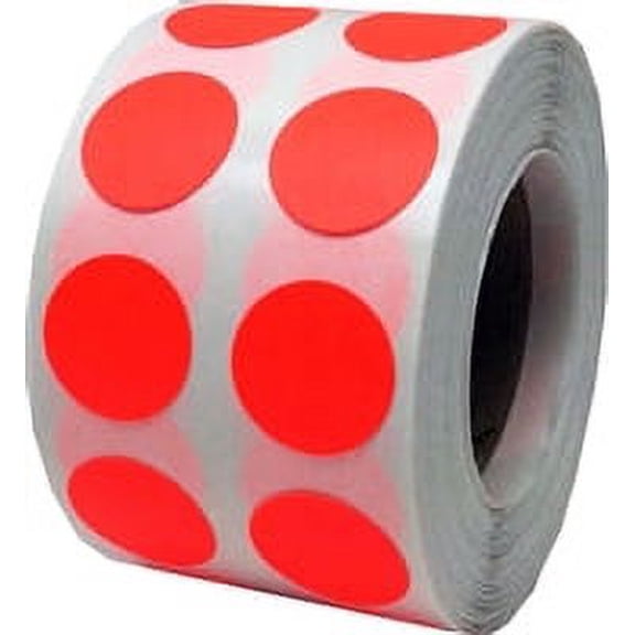 Fluorescent Red Circle Dot Stickers | 0.5" Inch Round | 1,000 Pack