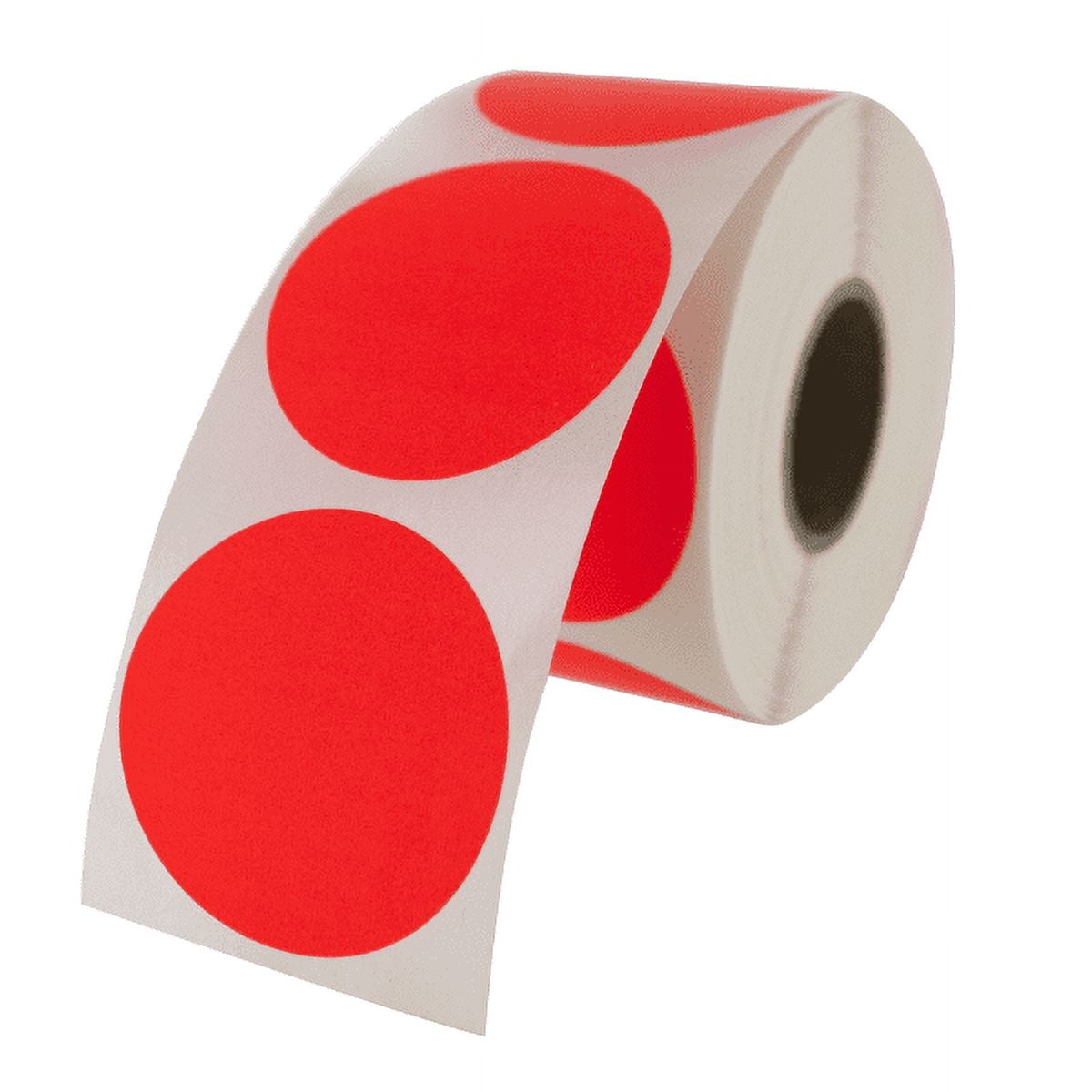 Fluorescent Red Circle Stickers and Labels - 1.5