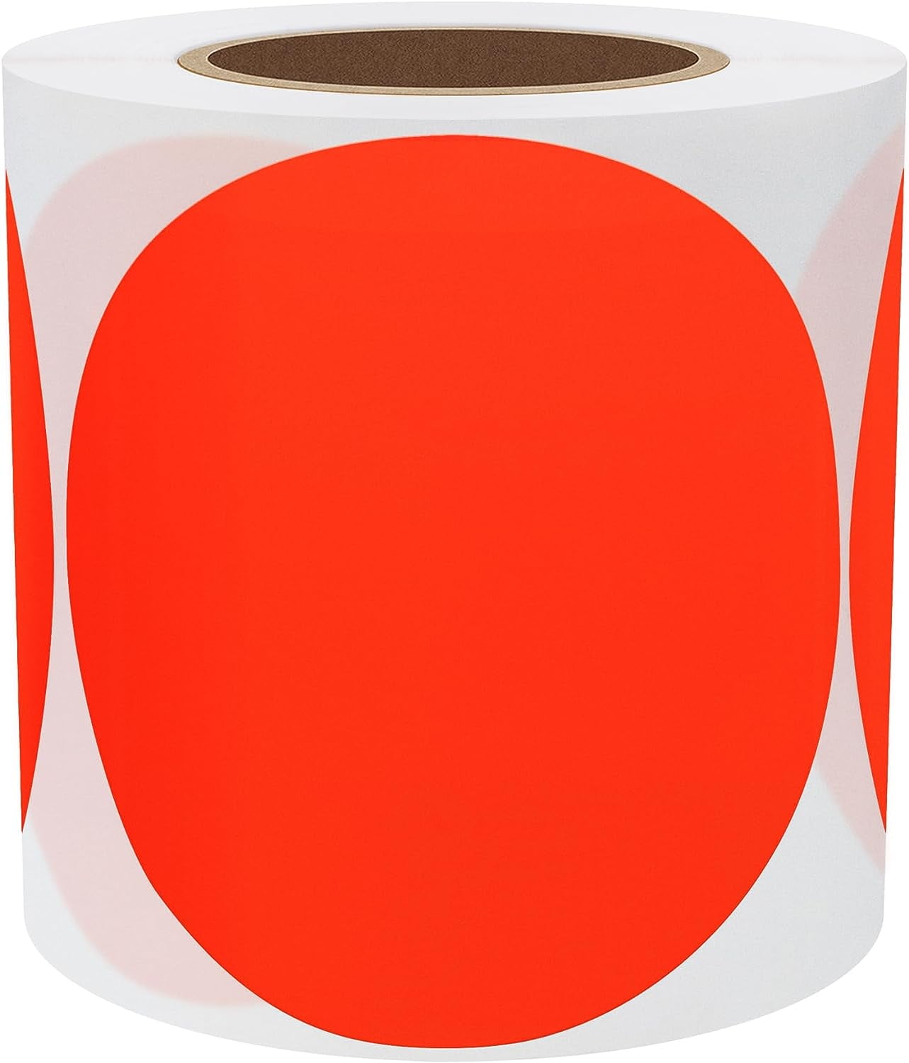 Fluorescent Red Labels 4 inch Round Color Coding Dots Stickers Adhesive