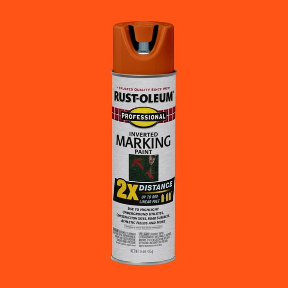 Fluorescent Red-Orange, Rust-Oleum Professional Inverted Marking 2X Spray Paint-266590, 15 oz