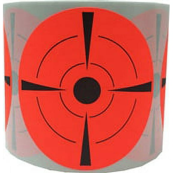 Fluorescent Red with Black Target Paster Stickers | 3" Inches Round | 100 Pack