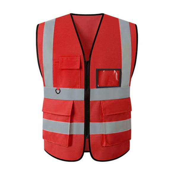Fluorescent Reflective Safety Vest, High Visibility Traffic Construction Workwear Sleeveless Reflective Jacket for Road Site Worker Security Guard Red 4XL