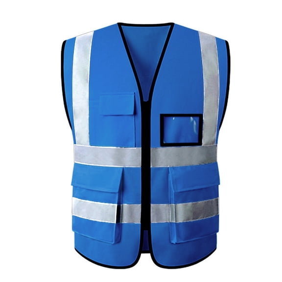 Fluorescent Reflective Safety Vest, High Visibility Traffic Construction Workwear Sleeveless Reflective Jacket for Road Site Worker Security Guard Sky Blue 3XL