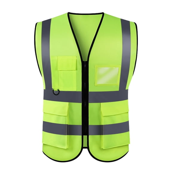 Fluorescent Reflective Safety Vest, High Visibility Traffic Construction Workwear Sleeveless Reflective Jacket for Road Site Worker Security Guard Yellow
