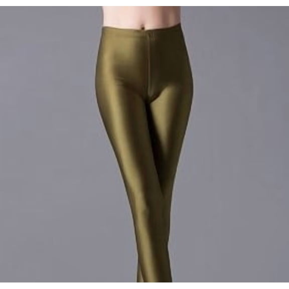 Fluorescent Seven-point Leggings Shiny Solid Color Gloss Pants 1773656643050597