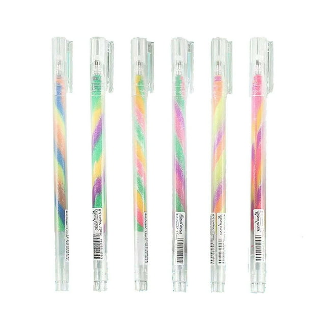 Fluorescent Spiral Color Changing Pen 5Ml Color Changing Ballpoint Pens Rainbow Gradient Design Color Changing Ballpoint Pen Set Rainbow Gel Pen Suitable for Writing Painting Coloring ( 6Pack)