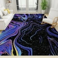 thumbnail image 1 of Fluorescent Starry Sky Abstract Purple Black Area Rugs, Ink Swirl Stripe Art Soft Washable Carpet, Upholstery Rug With Non-Slip Backing For Bedroom Living Room Dining Room 2x3ft, 1 of 6