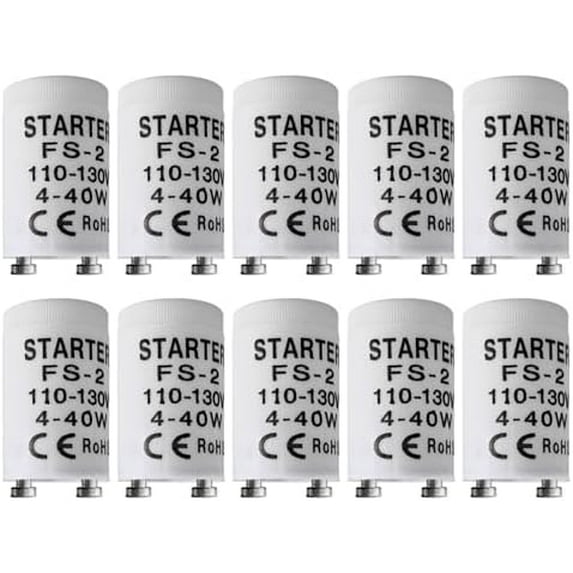 Fluorescent Starter for 4-40 Watt Fluorescent lamp, Compatible with GE Philips Sylvania Fluorescent lamp FS-2 S2, 110V 10 Count$$Tools & Hardware Other